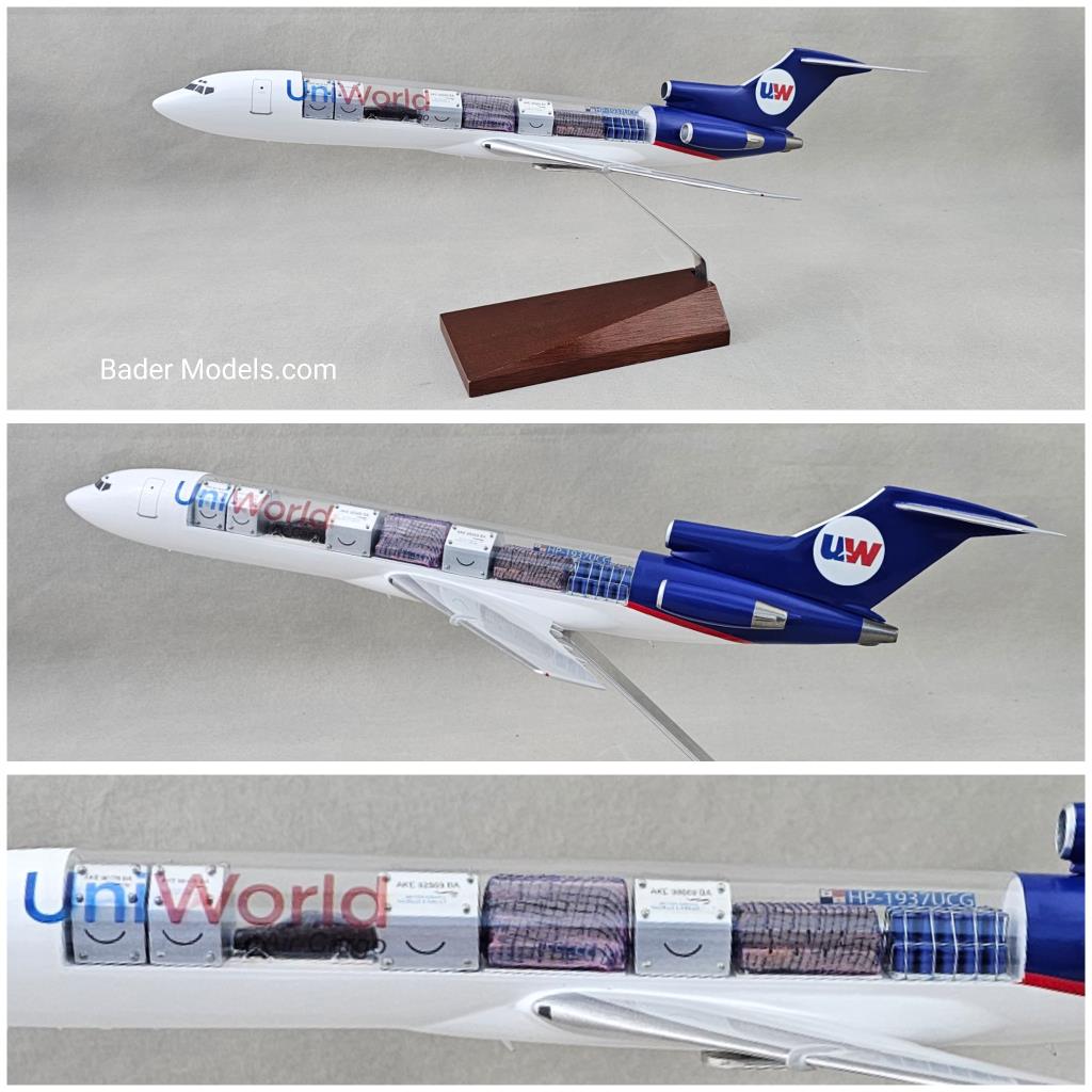 Uni World Air Cargo - B727-200F - (1:72) - 180° Clear Top